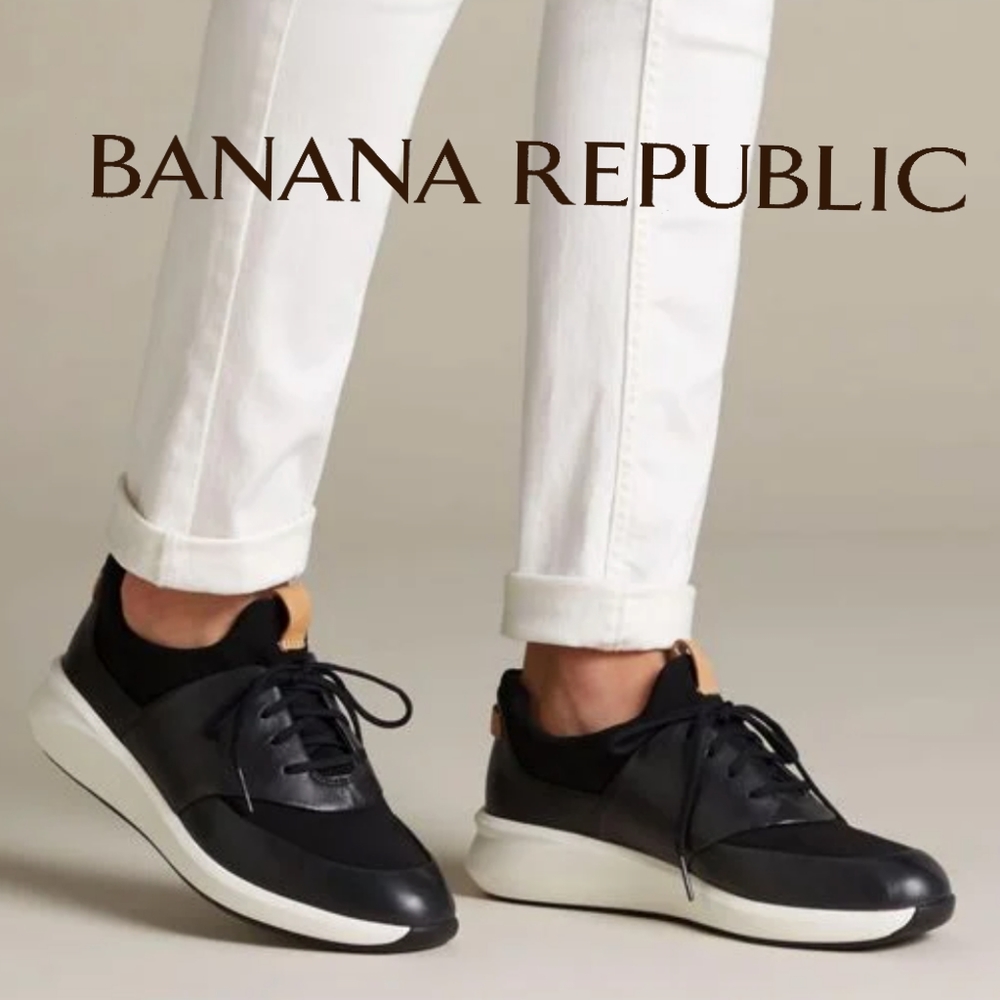 Banana Republic Black & White Sustainable Fashion Sneakers Size 8.5